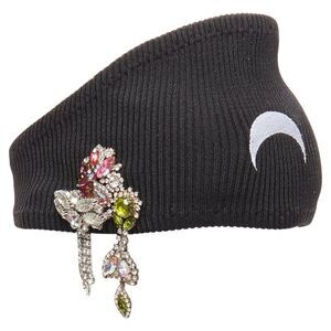 Marine Serre Moon logo jewel brooch ribbed headband